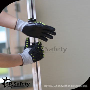 SRSAFETY black nitrile coated Anti-cut work gloves/impact glove/high impact gloves